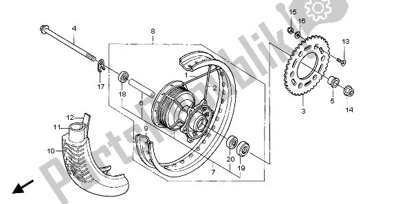 Todas as partes de Roda Traseira do Honda XR 125L 2003