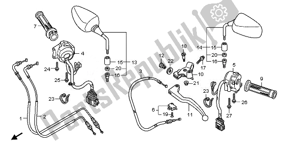 Tutte le parti per il Maniglia Leva E Interruttore E Cavo del Honda CB 600F Hornet 2011