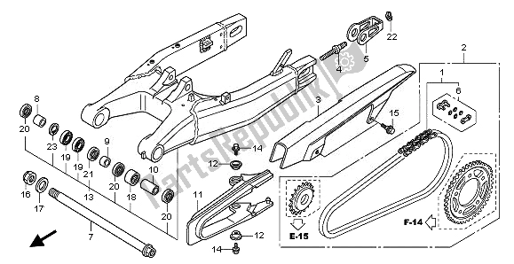 Todas as partes de Braço Oscilante do Honda CB 600 FA Hornet 2010