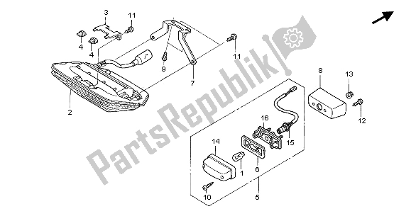 All parts for the Taillight of the Honda CB 1300F 2003