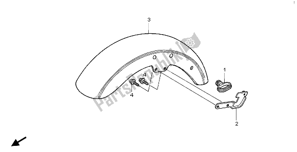 All parts for the Front Fender of the Honda VT 1100C2 1998