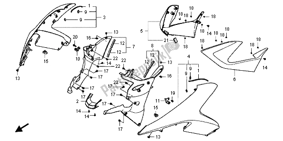 All parts for the Side Cowl of the Honda VFR 800X 2013