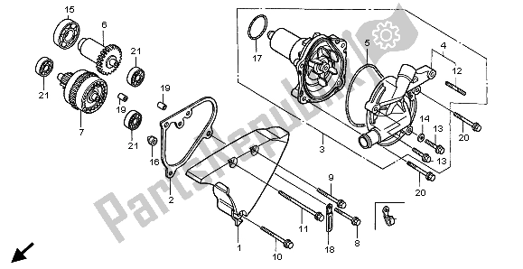 All parts for the Water Pump of the Honda VT 1100C3 1998