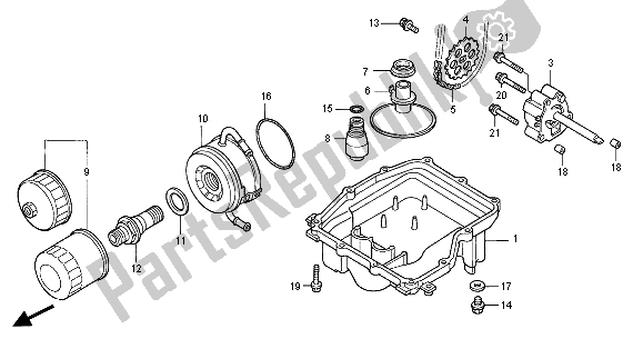 All parts for the Oil Pan & Oil Pump of the Honda CBR 600F 2001