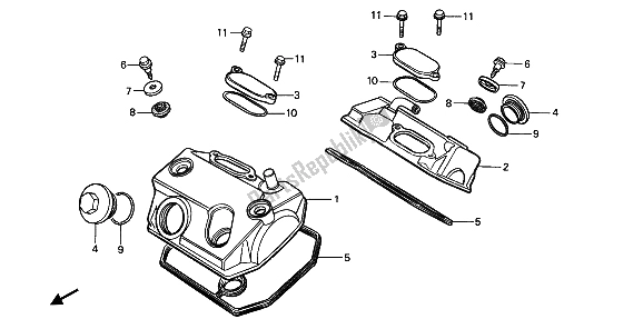 All parts for the Cylinder Head Cover of the Honda XRV 750 Africa Twin 1992