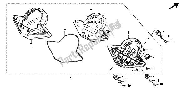 Todas as partes de Metro (mph) do Honda CBR 125 RT 2012