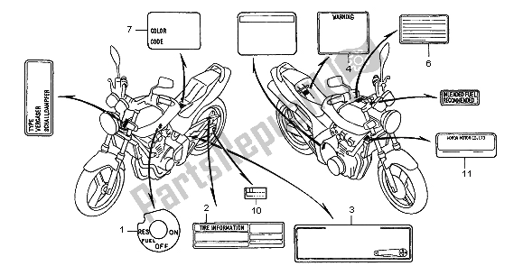 Tutte le parti per il Etichetta Di Avvertenza del Honda CB 600F Hornet 2000