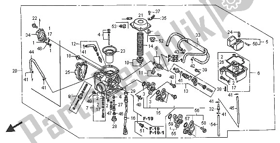 All parts for the Carburetor of the Honda TRX 500 FA Fourtrax Foreman 2005