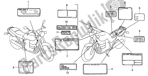 All parts for the Caution Label of the Honda CB 750F2 1994