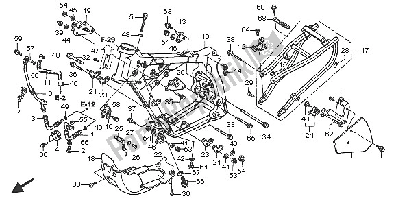 Alle onderdelen voor de Frame Lichaam van de Honda XR 650R 2005