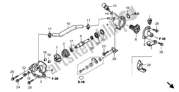 All parts for the Water Pump of the Honda FES 125A 2007