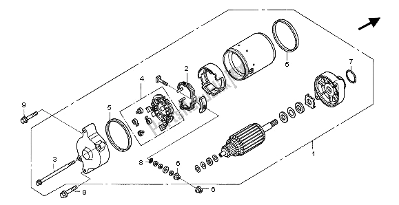 All parts for the Starting Motor of the Honda ST 1300 2002