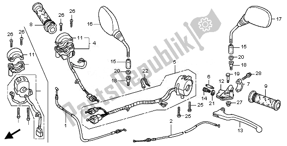 Alle onderdelen voor de Handvat Hendel & Schakelaar & Kabel van de Honda CBR 125 RW 2010