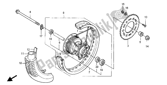 Tutte le parti per il Ruota Posteriore del Honda XR 125L 2004