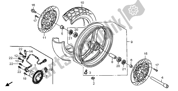 Tutte le parti per il Ruota Anteriore del Honda XL 1000 VA 2010