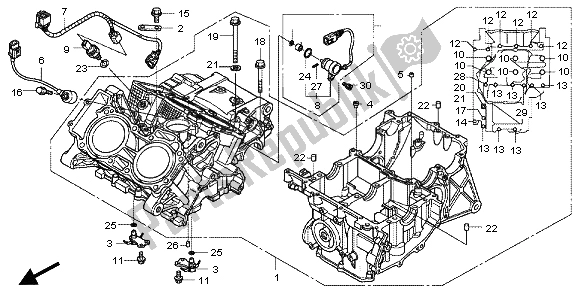 All parts for the Crankcase of the Honda VFR 1200F 2013