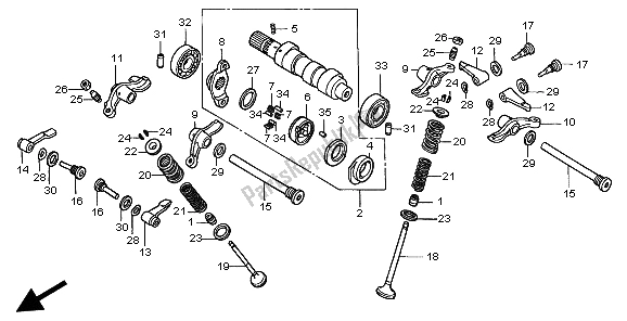 All parts for the Camshaft & Valve of the Honda XR 400R 1999