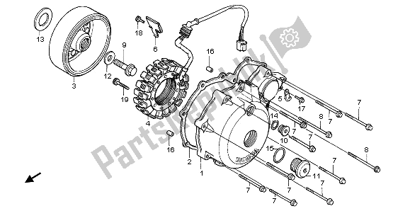 Todas las partes para Tapa Del Cárter Izquierdo Y Generador de Honda NTV 650 1996