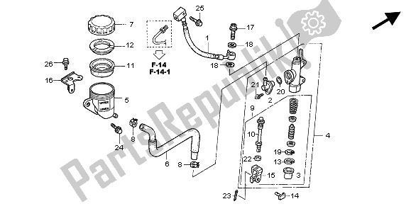 All parts for the Rr. Brake Master Cylinder of the Honda VFR 800 2004