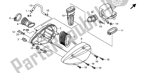 All parts for the Air Cleaner of the Honda VT 750C2 2007