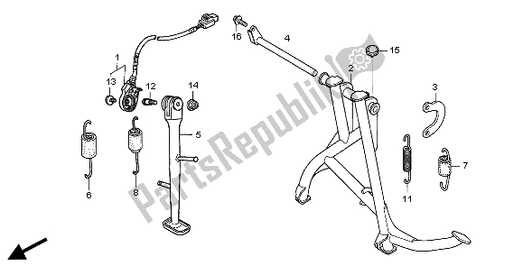 All parts for the Stand of the Honda CBF 500A 2004