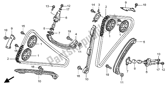 All parts for the Cam Chain & Tensioner of the Honda VFR 800A 2002