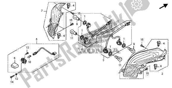 All parts for the Rear Combination Light of the Honda FES 125 2012