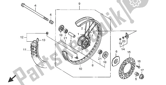 Wszystkie części do Przednie Ko? O Honda CR 85 RB LW 2005