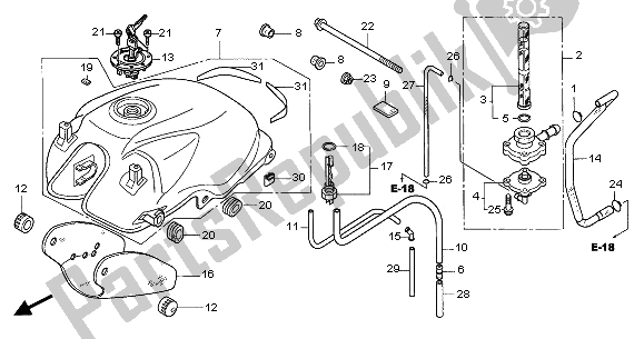 All parts for the Fuel Tank of the Honda CBF 600 SA 2005