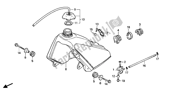 All parts for the Fuel Tank of the Honda CR 80R 1987