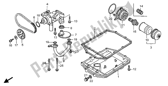 All parts for the Oil Pump of the Honda ST 1100A 1996