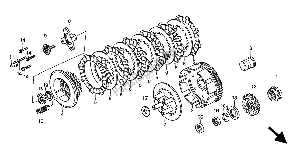 Todas as partes de Embreagem do Honda XR 250R 1994