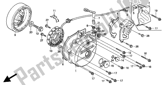 Wszystkie części do Lewa Pokrywa Skrzyni Korbowej Honda XR 600R 1993