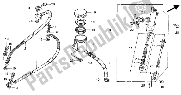 Todas las partes para Cilindro Maestro Del Freno Trasero de Honda XL 1000V 2001