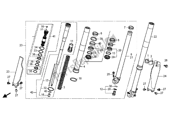 All parts for the Front Fork of the Honda CRF 450R 2012