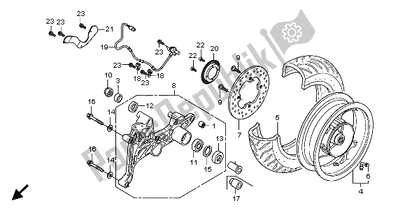 All parts for the Rear Wheel of the Honda FES 125A 2007