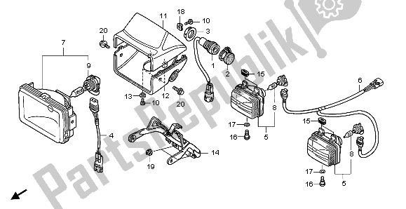 Wszystkie części do Reflektor Honda TRX 500 FA Fourtrax Foreman 2004