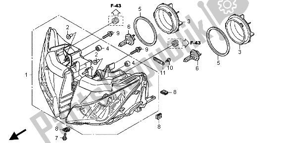 All parts for the Headlight of the Honda CBR 1000 RA 2013