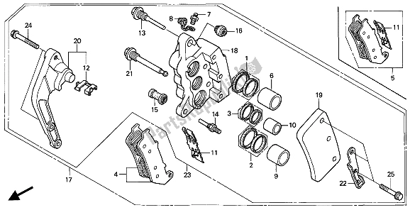 Wszystkie części do Zacisk Hamulca Przedniego Honda CBR 1000F 1994