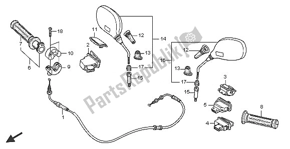 All parts for the Switch & Cable & Mirror of the Honda FES 125 2005