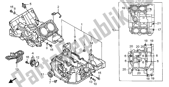 All parts for the Crankcase of the Honda ST 1100A 1999