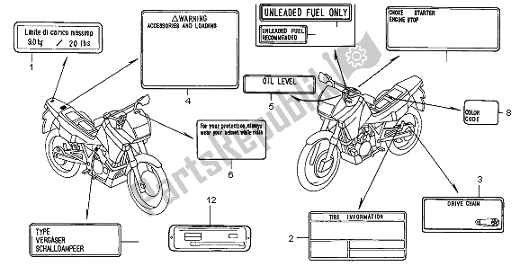 Toutes les pièces pour le étiquette De Mise En Garde (bleu Sardegna) du Honda NX 650 1996