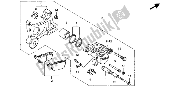 Toutes les pièces pour le étrier De Frein Arrière du Honda VTR 1000F 2002