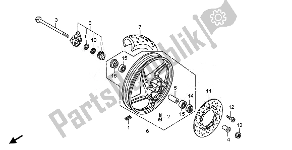 All parts for the Front Wheel of the Honda SH 125S 2011