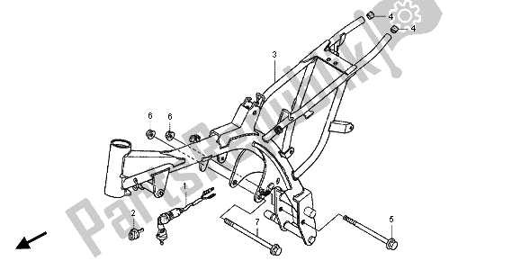 Alle onderdelen voor de Frame Lichaam van de Honda CRF 70F 2012