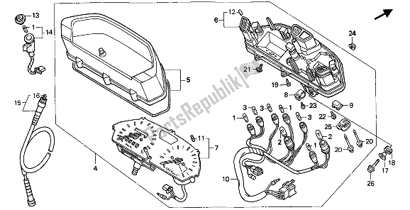 All parts for the Meter (kmh) of the Honda NX 650 1993