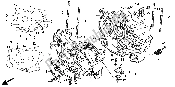 All parts for the Crankcase of the Honda TRX 500 FA Fourtrax Foreman Rubicon 2013