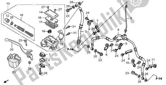 All parts for the Fr. Brake Master Cylinder of the Honda TRX 420 FE Fourtrax Rancher 4X4 ES 2011