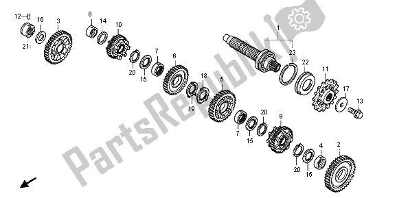 All parts for the Transmission (countershaft) of the Honda NC 700 XD 2013