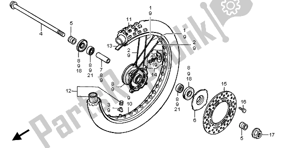 All parts for the Front Wheel of the Honda CR 80 RB LW 1996